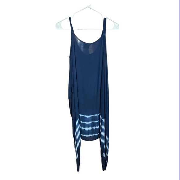Highness Navy Blue Handkerchief Hem Tie-Dye Beach Dress - OSFM - Picture 3 of 5
